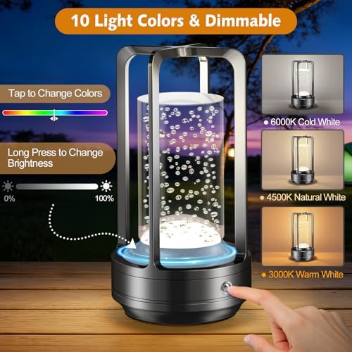 Portable Table Lamp for Outdoor Indoor Cordless Lamp with 10 RGB Colors