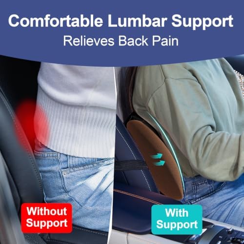 BYMECOST Lumbar Support Pillow for Car, Memory Foam Car Back Cushion