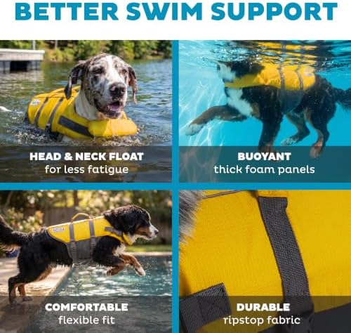 Outward Hound Granby Splash Dog Life Jacket, Life Vest, Yellow, XL