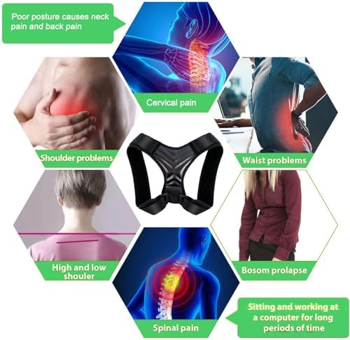Posture Corrector For Women,Back Brace Posture Corrector,Adjustable Back Brace For Posture,Improve Posture,Comfortable And Effective Back Pain Relief,Long-Term Daily Wear For Office Workers, Black S
