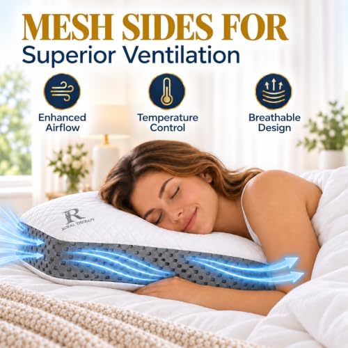Royal Therapy Memory Foam Pillow, Queen Pillow Neck Pain Relief, Neck and Shoulder Pain, Side Sleeper, Cervical