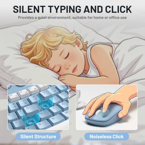 Wireless Keyboard and Mouse Combo Silent for Office,Ergonomic Curved Design