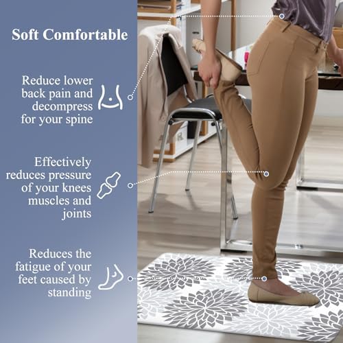 HEBE Anti Fatigue Kitchen Rugs Set of 2, Cushioned Kitchen Mats for Floor