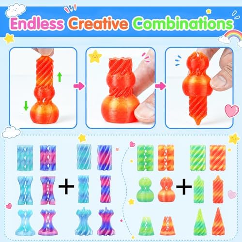 12Pcs Mini Spiral Cone Pyramid Fidget Toy, 3D Printed Impossible Cone Passthrough, Mini Vortex Thread Illusion Desk Deco, Anxiety & Stress Relief, Gift for Adults & Kids (Aurora Mix-12 PCS)