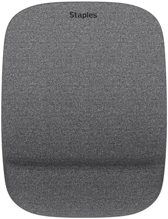 Staples Mouse Pad with Gel Wrist Rest, Ergonomic Non‑Slip Base, Comfortable Wrist Support for Precise Mouse Control, Gray