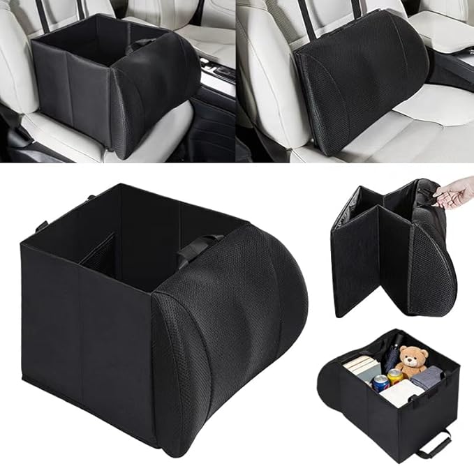 2nd Gen Lumbar Support Pillow for Car & Seat Organizer, 30L Collapsible Seat Organizer, Adjustable Securely Fixed, Suitable for storage needs in all types of vehicles