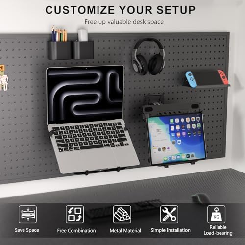 WALI Articulating Pegboard Adjustable Mount for Laptop and Monitor