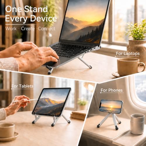 3-in-1 Portable Laptop Stand Magnetic Phone Holder Foldable Riser