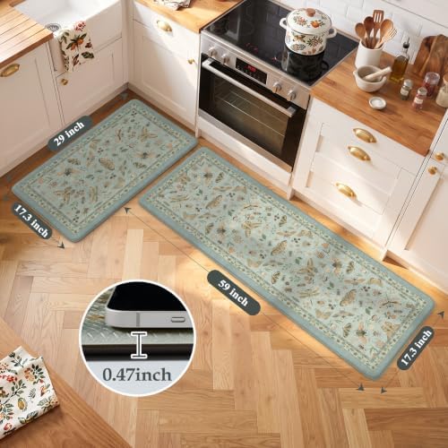 LEEVAN Anti Fatigue Kitchen Mats for Floor, Cushioned Kitchen Mat Set 2PCS