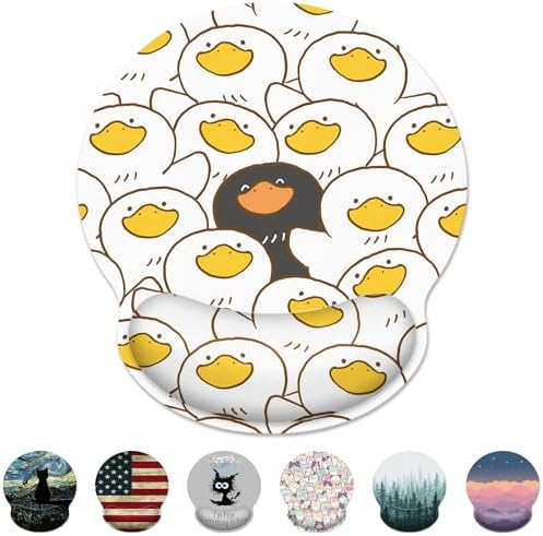 Black White Duck Ergonomic Mouse Pad with Wrist Rest for Desk Work Office