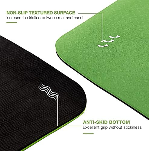 UMINEUX Large Yoga Mat for Men and Women 1/4 & 2/5 Inch Extra Thick TPE Fitness Mat for Home Gym Workout, Non-Slip, Eco Friendly Exercise Mat for Yoga, Pilates, Stretching, Meditation