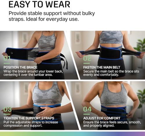 Modvel Back Brace for Lower Back Pain Women and Men – Lumbar Support Belt for Sciatica, Herniated Disc, Muscle Strain – Adjustable Breathable Work Brace with 6 Stays – Support for Posture