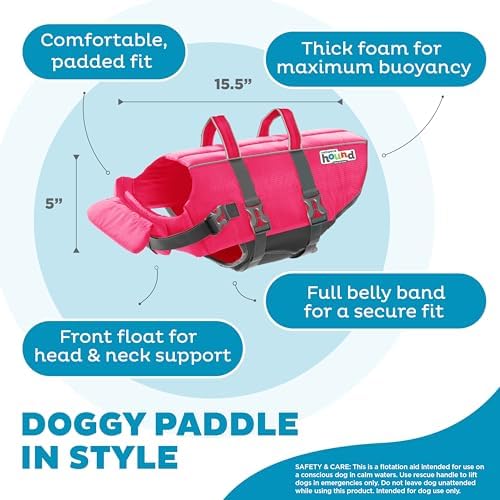 Outward Hound Granby Splash Dog Life Jacket, Life Vest, Pink, Medium
