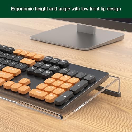 Computer Keyboard Stand Holder - Ergonomic Acrylic Keyboard Stand for Desktop Comfortable Keyboard Tray Riser with Silicone Anti-Slip Strip for Home School Office Desk Accessory, Clear