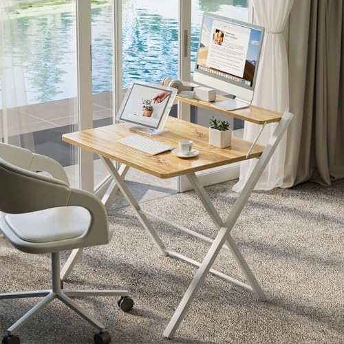 GreenForest Folding Desk No Assembly, Sturdy Computer Desk for Small Spaces