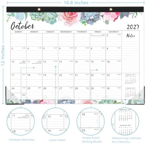 2027 Desk Calendar - Jan 2027 - Dec 2027, 12 Months Large Monthly Desk Calendar, 17" x 12", Desk Pad, Large Ruled Blocks, to-do List & Notes, Best Desk/Wall Calendar for Planning or Organizing