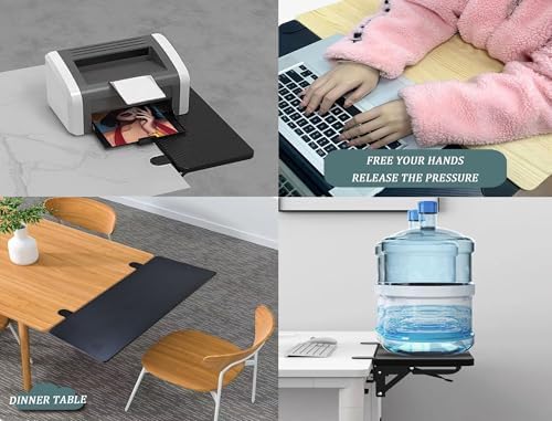 Desktop Extender, 20 "x 9" Clip on Foldable Keyboard Tray, Small Table Edge Extender Tray, Floating Table Hanging Computer Desk, Suitable for Desktop Extension of Sitting Upright Office Desk (Black)