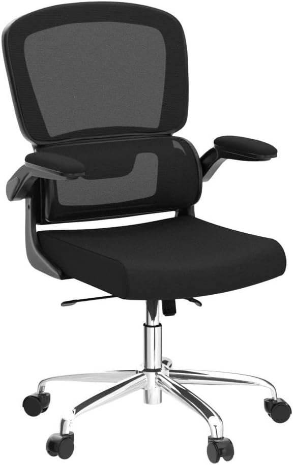 Logicfox Ergonomic Office Chair with Adaptive 2D Lumbar Support & Flip-Up Arms, Breathable Mesh Desk Chair for Back Pain Relief, Home Office Computer Chair with 400LBS Capacity