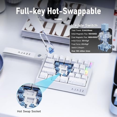 AJAZZ AK029 Magnetic Switch One Handed Gaming Keyboard, Hall Effect Rapid Trigger Mechanical Keypad with SOCD & DKS, 8KHz Polling Rate, 29 Keys Mini Ergonomic Gaming Keyboard for FPS Gamers, PC