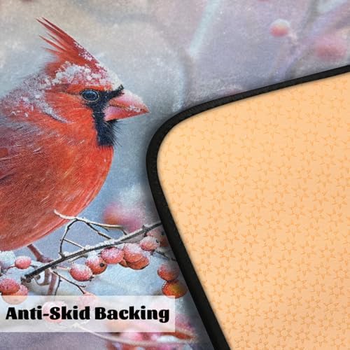 Kitchen Mats, Christmas Cardinal Kitchen Rugs, Cushioned Anti Fatigue Kitchen Mats, Non-Slip Standing Desk Mat, Absorbent Kitchen Rug for Floor, Kitchen, Office, Sink, 20"×39"