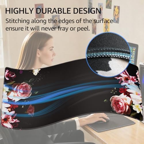 KTRIO Large Gaming Mouse Pad, Desk Mat, 31.5 x 15.7 in Peony Flower, XXL