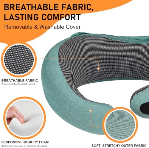 Travel Pillow - Hooded Neck Pillow Airplane Memory Foam Filling