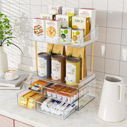 SNSLXH 4-Tier Clear Makeup Organizer Bathroom Storage