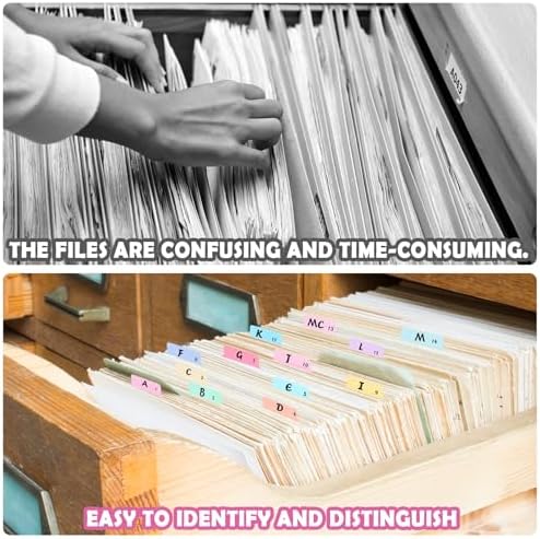 gisgfim 25 Alphabet File Guides, A‑Z Top‑Tab File Cabinet Dividers, Pastel