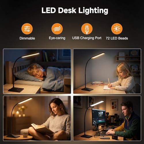 LED Desk Lamp, Eye-Caring Desk Light