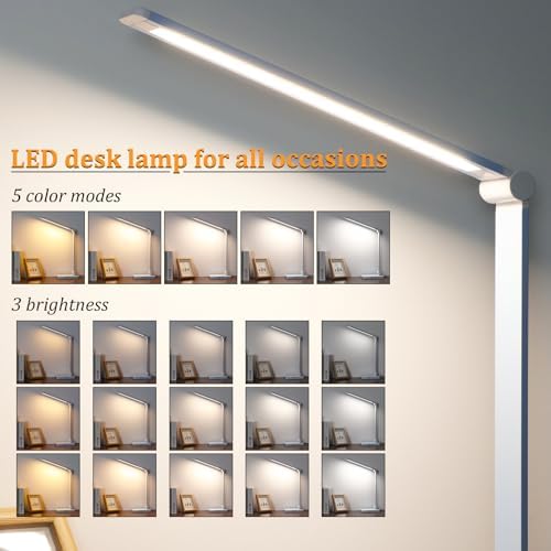 LED Desk Lamp with USB Ports,Touch Desk Lamps for Home Office with 5 Modes