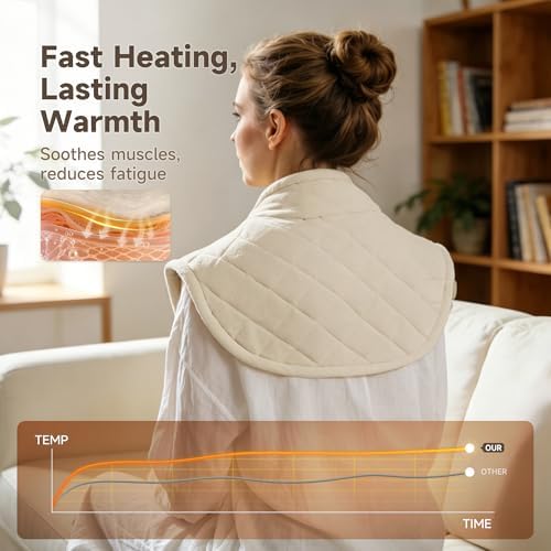 GOTCOZY Heating Pad 22"x23" for Back Pain Relief & Cramps(Beige)