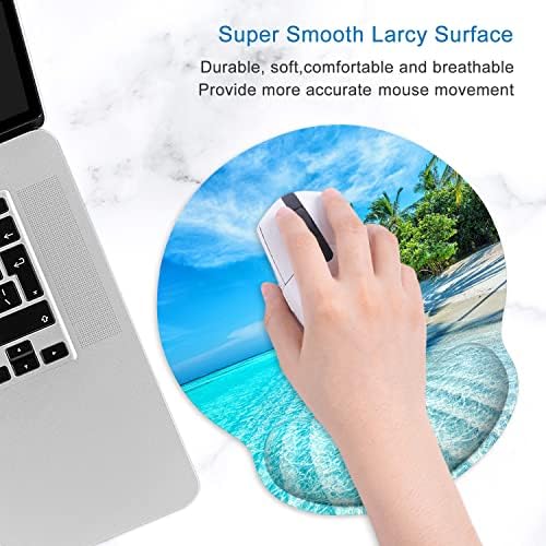ITNRSIIET Ergonomic Mouse Pad with Wrist Support Wrist Rest Smooth Surface Non-Slip Rubber Base Comfortable Office Supplies Pain Relief, 9.8 x 9.1 inches, Blue Sea Blue Sky