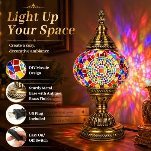 Joyclub DIY Turkish Mosaic Lamp Kit for Adults, Beginner Friendly, Colorful