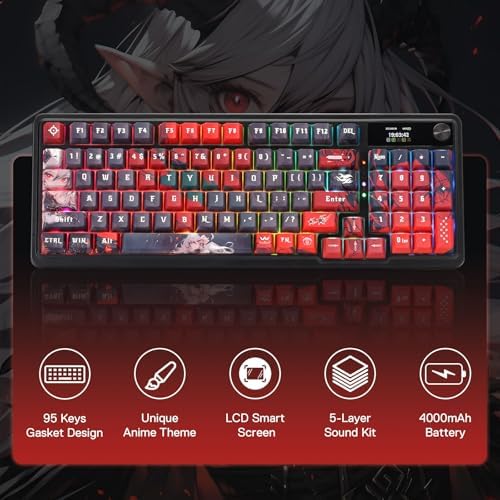 Redragon K719 PRO Wireless RGB Gasket Gaming Keyboard, Dye-Sub Anime Keycap