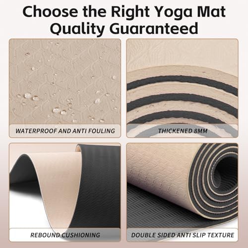 PAIDU Yoga Mat 8mm TPE Non‑Slip Fitness Mat with Strap for Home Workouts