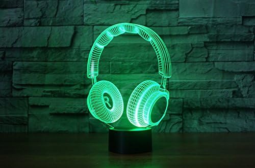 Earphone 3D Illusion Night Light Touch Table Desk Lamp