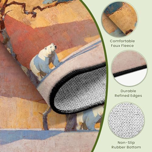 Serene Bear Wind Blown Pines Abstract Landscape Area Rug Outdoor Patio Rug Play Mat Modern Floor Carpet Non-Slip Home Decor Living Room Kids Bedroom Nursery, 9x12 ft