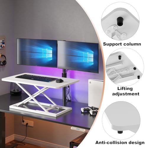 Decoholic 24 inch Height Adjustable Standing Desk Converter（White