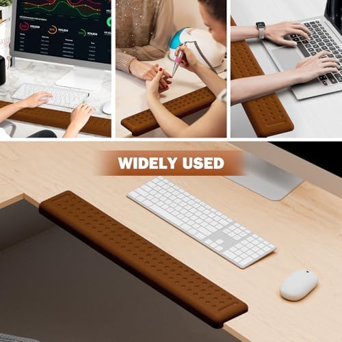 Leolee L-Shaped Desk Long Wrist Rest Elbow 60CM, Brown Arm Rest for Desk