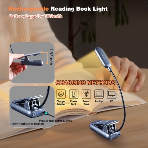 VAVOFO Rechargeable Reading Light, Clip on Book Light for Reading in Bed