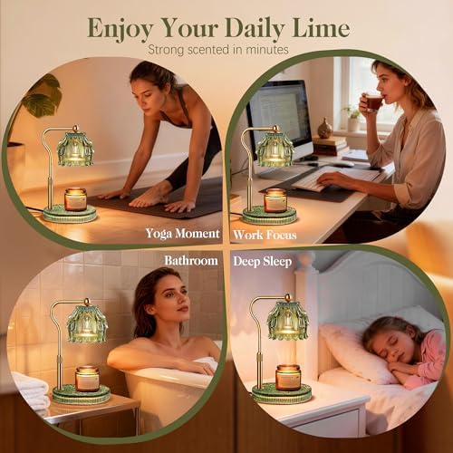 Candle Warmer Lamp with Timer Dimmer, Wax Melts Glass Lamp for Gift, Green