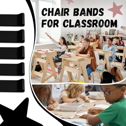 16 Pack Chair Bands for Kids with Fidgety Feet, ADHD Tools for Kids, Improve Focus & Reduce Restlessness, Chair Bands for Sensory ADHD ADD Autism - Classroom & Home Must Haves (Black)