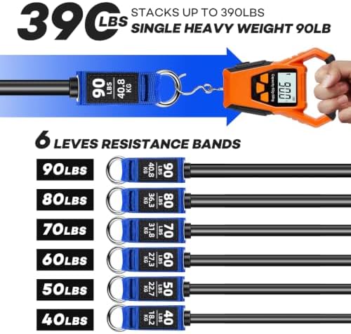 NITEEN 310lbs/390lbs Heavy Resistance Bands with Handles for Working Out