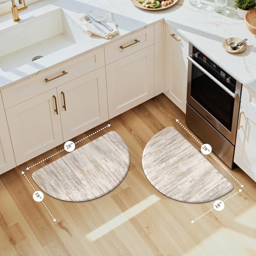 KIMODE Anti Fatigue Mats for Kitchen Floor, 18"x28" Brown Half Circle Mats