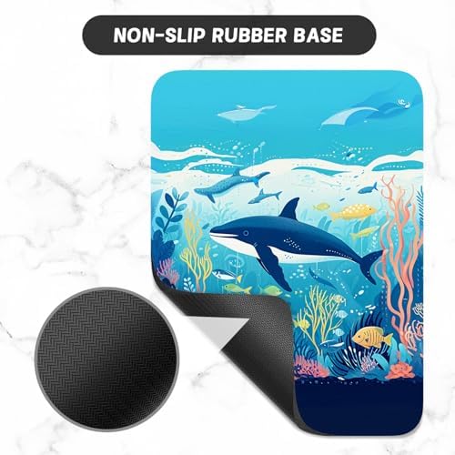 Small Mouse Pad, Mini Mouse Pad 6 x 8 Inch, Thick Rubber Waterproof Mouse Mat, Cute Mousepad for Women Men Wireless Mouse Laptops Home Office, Whales