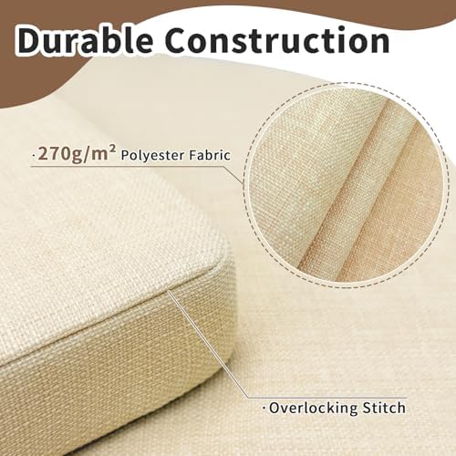 Chair Cushions for Dining Chairs 6 Pack 35D High-Density Foam Seat Cushions for Kitchen Chairs with Ties Non Slip and Removable Cover Chair Pads 16.5" x 16.5" x 2" (Beige)