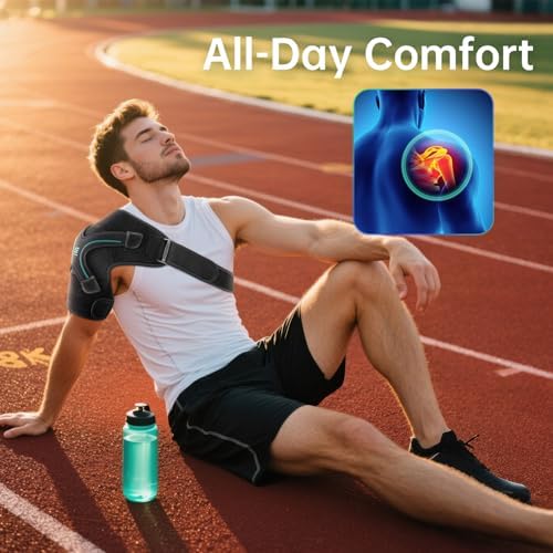 Shoulder Brace, Rotator Cuff Support and Arm Sling for Pain Relief & Injury Recovery, Breathable Compression Sleeve for Strain & Dislocation Prevention, Adjustable for Left and Right Arm, Men & Women