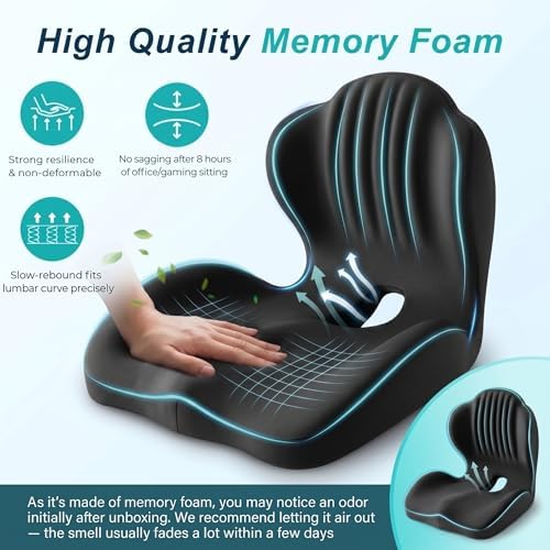 Ergonomic Seat Cushion with Lumbar Support（Black）