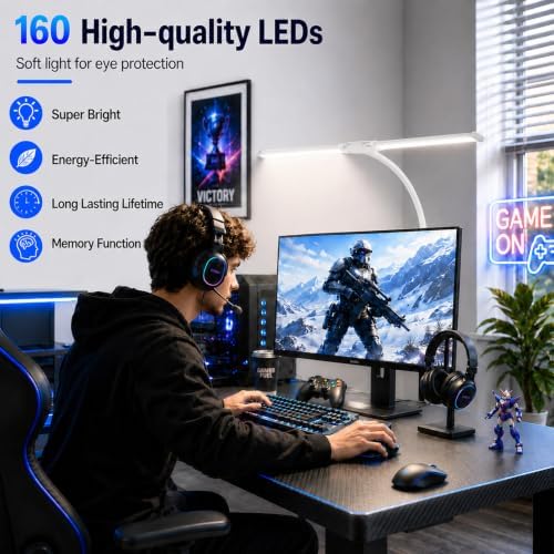 Desk Lamps for Home Office, Computer Light Bar, Double Head, White