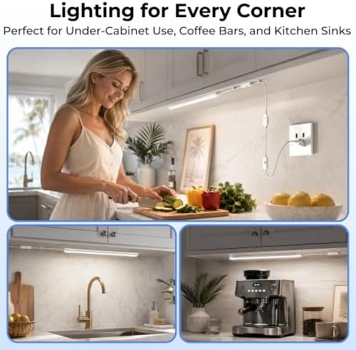 ASOKO 12in Plug in Under Cabinet Light Hand Wave Sensor Kitchen Light